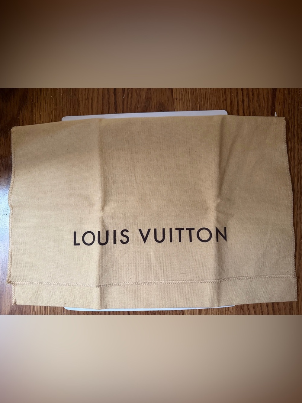Louis Vuitton Tan Cotton Dust Bag with Brown Logo